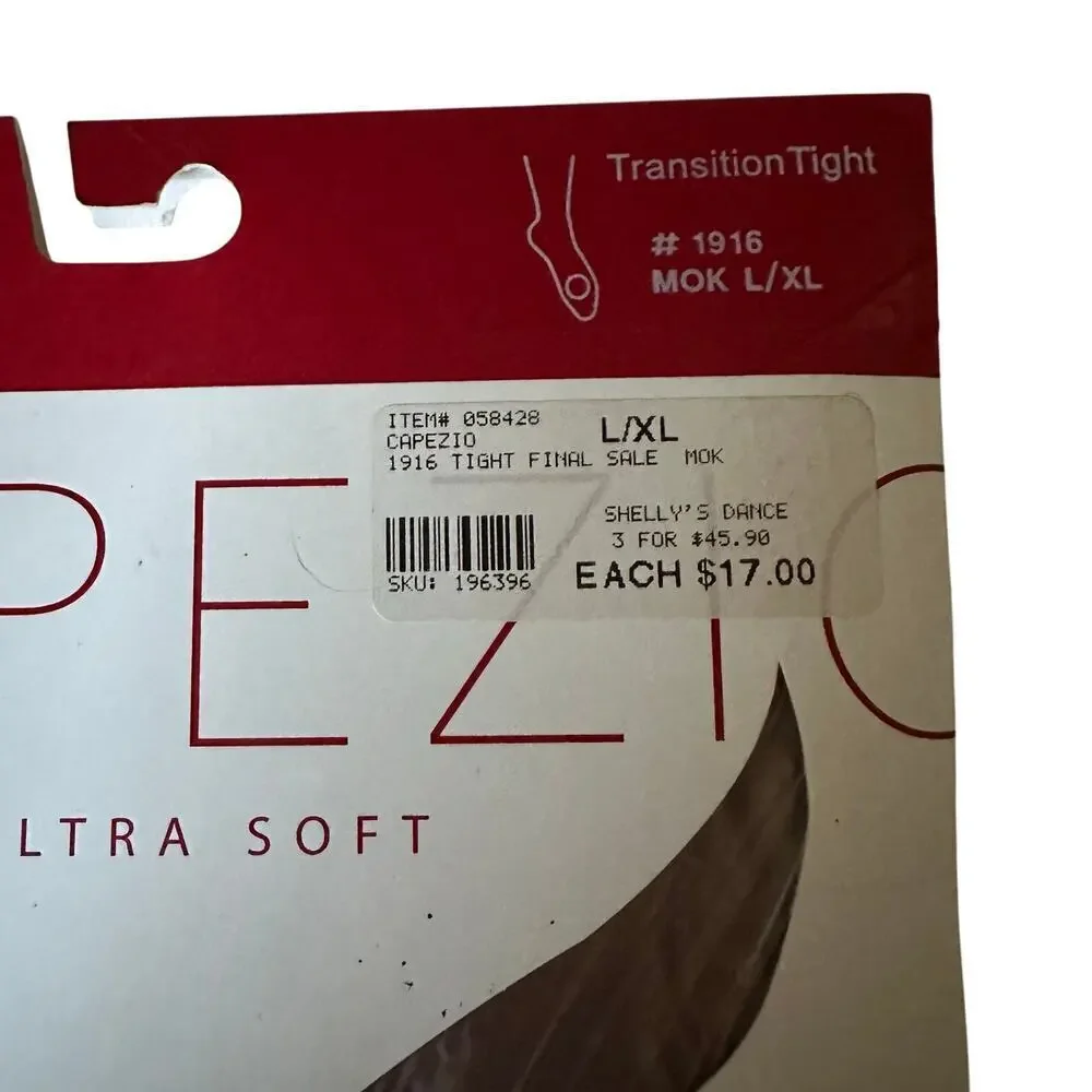 NWT Capezio Ultra Soft Transition Tights Mocha #1916 L/XL